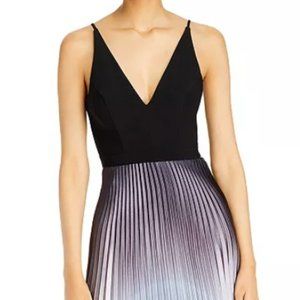 AQUA Pleated Shimmer Gown